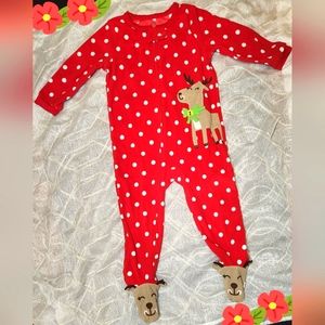 Carter's Christmas Reindeer Zip-Up Fleece Sleep & Play